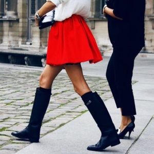 Banana Republic Red Full Pleated A-Line Skirt